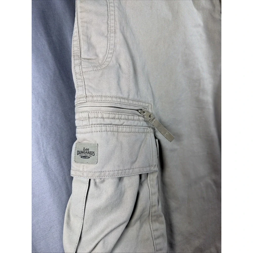 Cargo Shorts Mens Lee Dungarees 38 Khaki Heavy Cotton Twill Utility Relaxed Fit